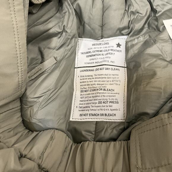 Generation III Level 7 Extreme Cold Weather Pants L Insulated Tactical Survival - Picture 5 of 16